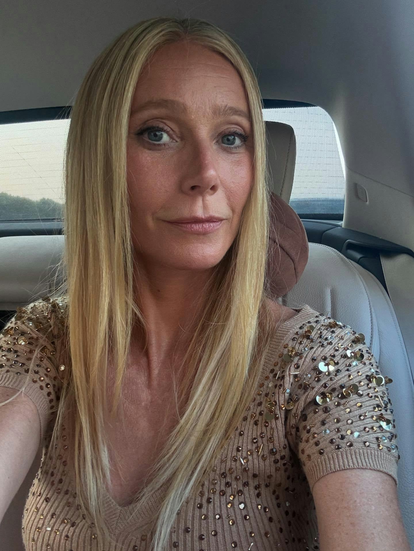 Gwyneth Paltrow in a car in a selfie