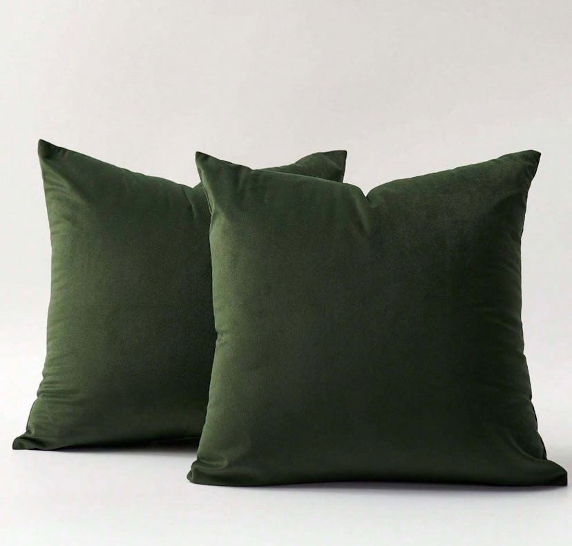 Luxurious Army Green Velvet Solid Color Pillowcase (No Filling)