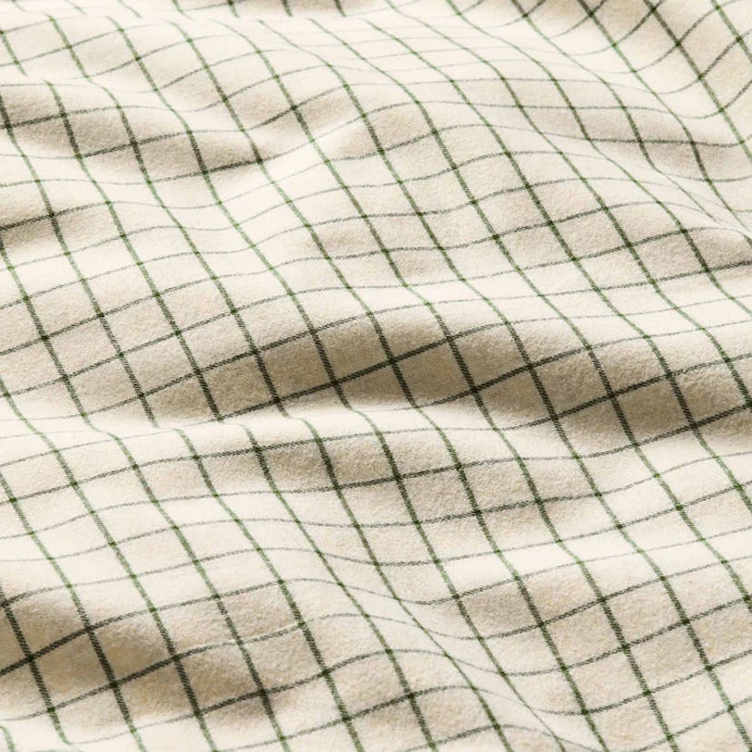 Brooklinen Brushed Flannel Core Sheet Set in Moss Check