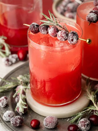 fizzy cranberry ginger beer cocktail, in a story about easy holiday mocktails