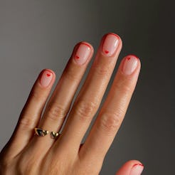 A roundup of French tip Valentine's Day nail designs for a festive set.