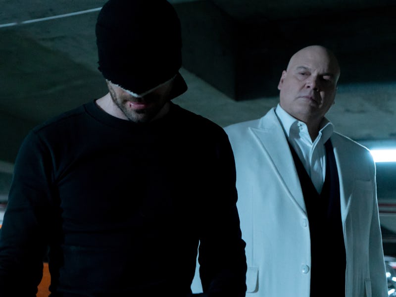 Charlie Cox as Matt Murdock/Daredevil and Vincent D'Onofrio as Wilson Fisk/Kingpin in Daredevil