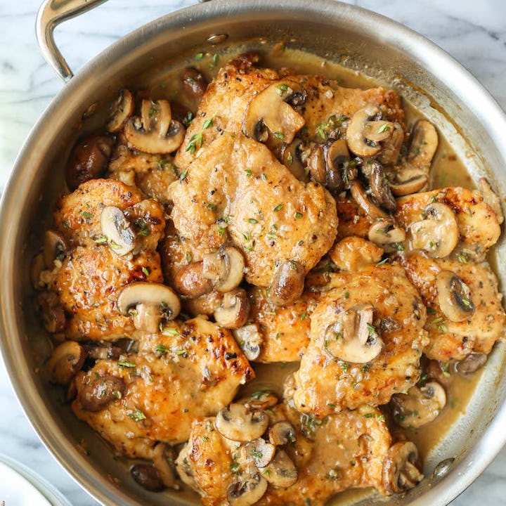 Skillet Mushroom Chicken Thighs, an easy chicken thighs recipe