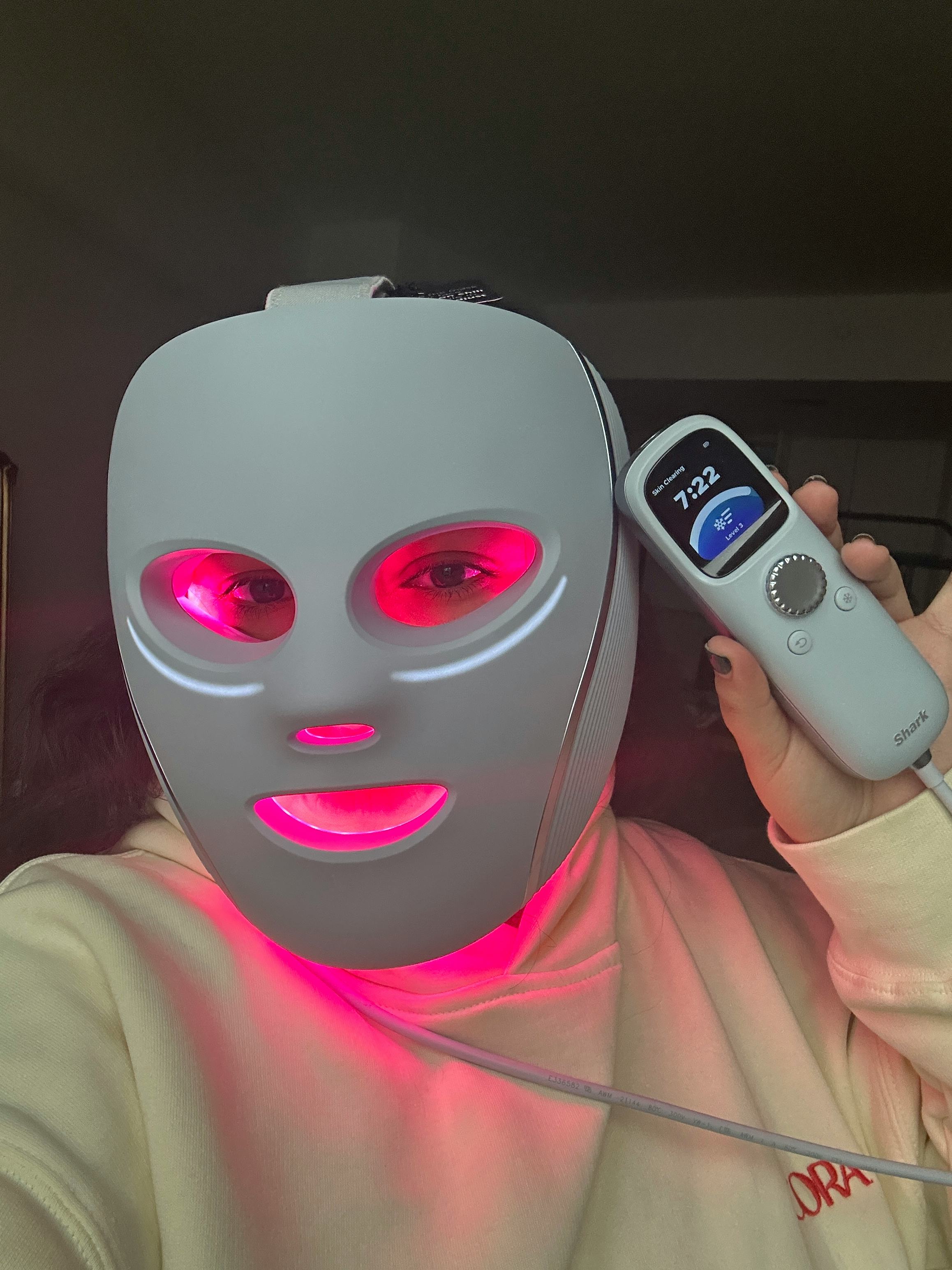 Daisy Maldonado using the Shark Beauty LED mask
