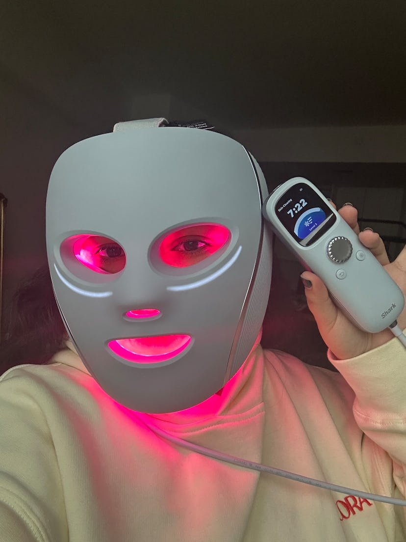 Daisy Maldonado using the Shark Beauty LED mask