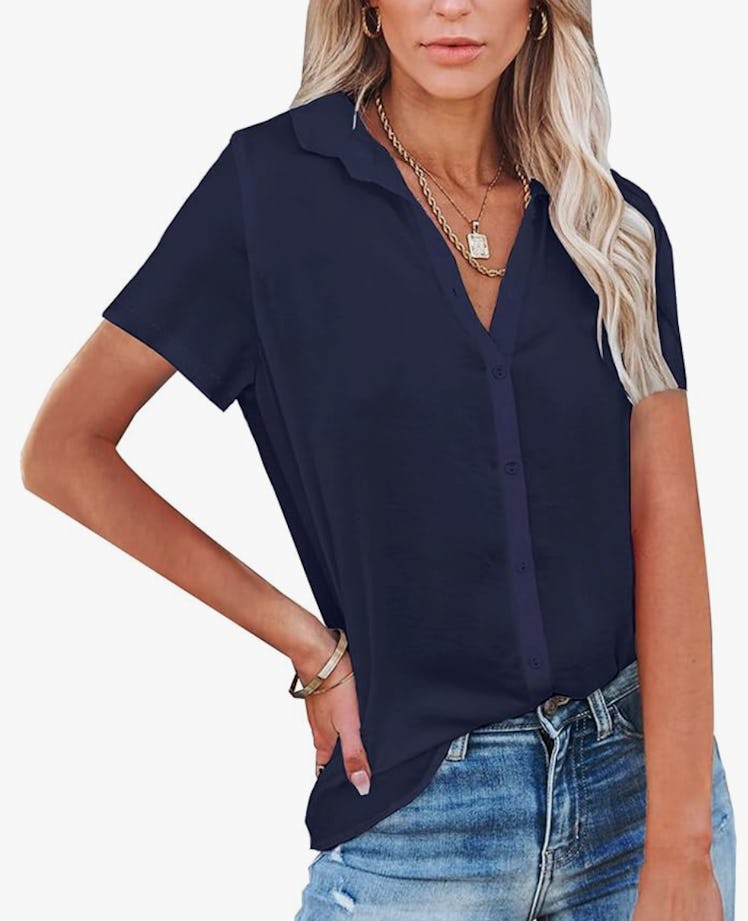 Diosun Button Down V Neck Shirt