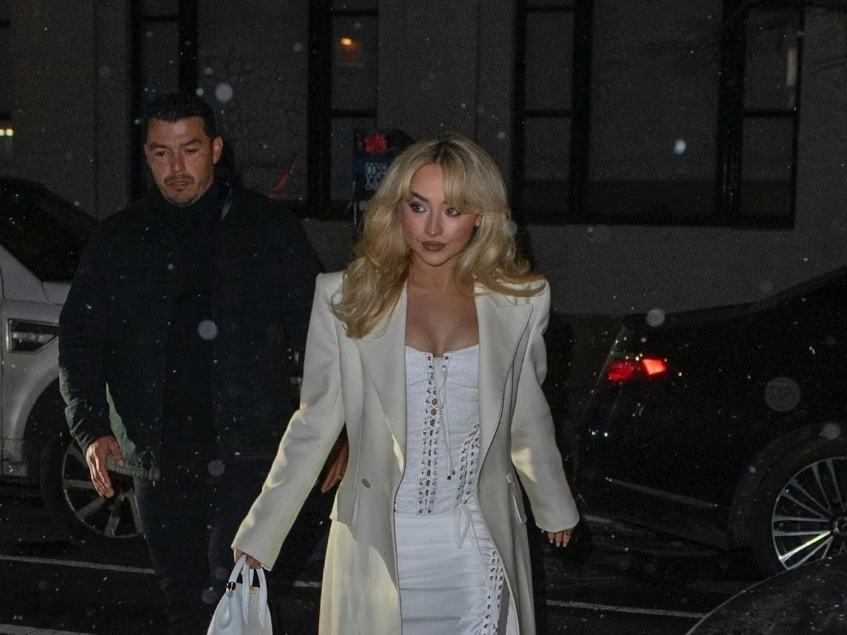sabrina sheer dress white jacket Sabrina Carpenter's Sheer Dress And White Jacket From Givenchy