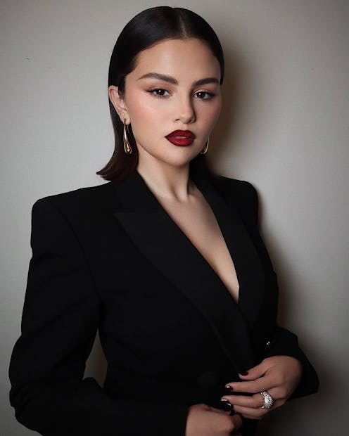 Selena Gomez flipped-out bob red lips