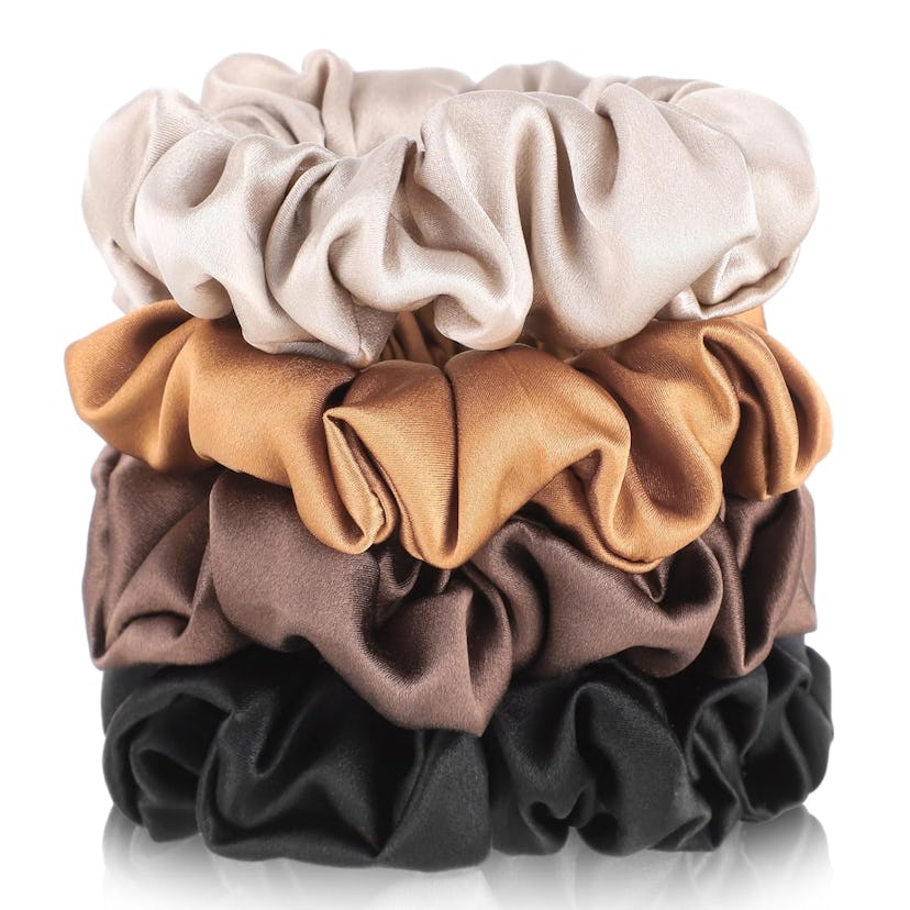 obeoby Mulberry Silk Scrunchies (4-Pack) 