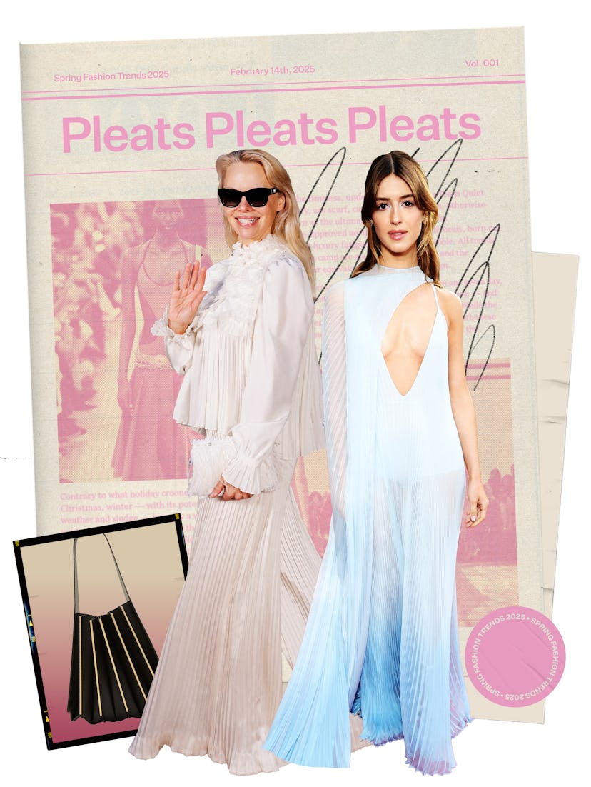 Printemps 2025 Tendances de la mode: Pamela Anderson & Daisy Edgar Jones plissée.