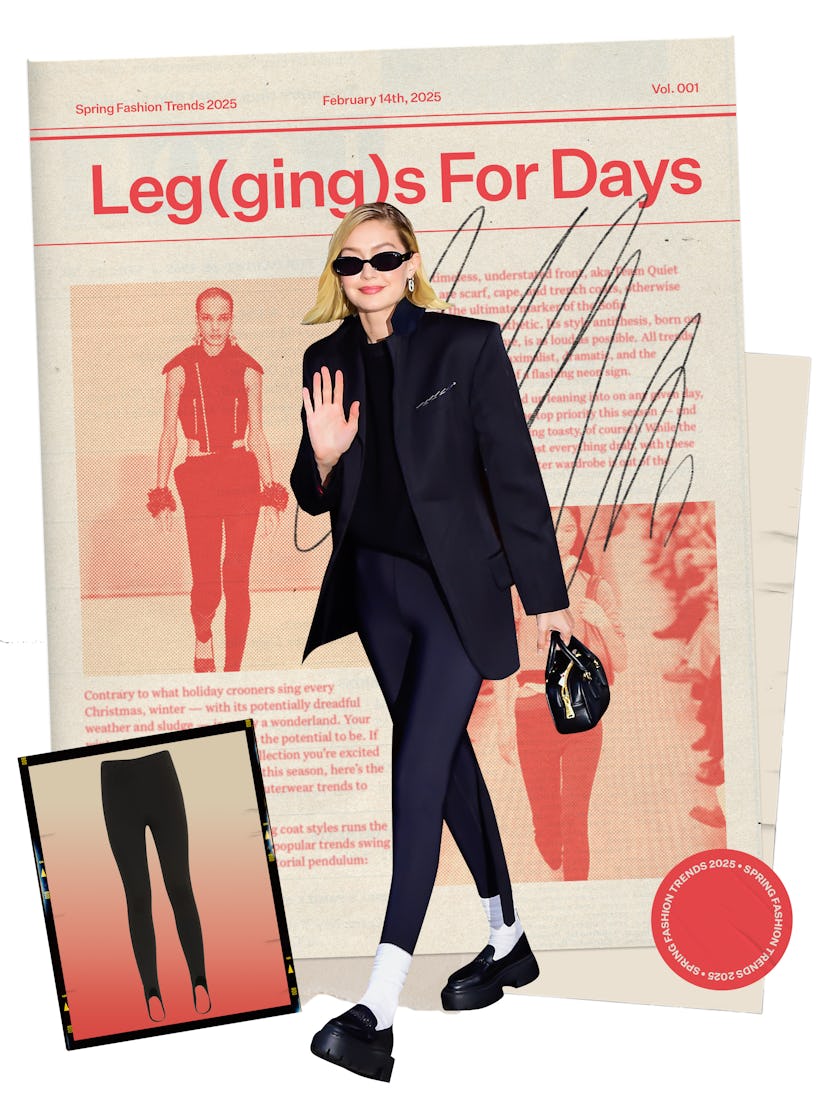 Printemps 2025 Tendance de la mode: Gigi Hadid aux leggings.