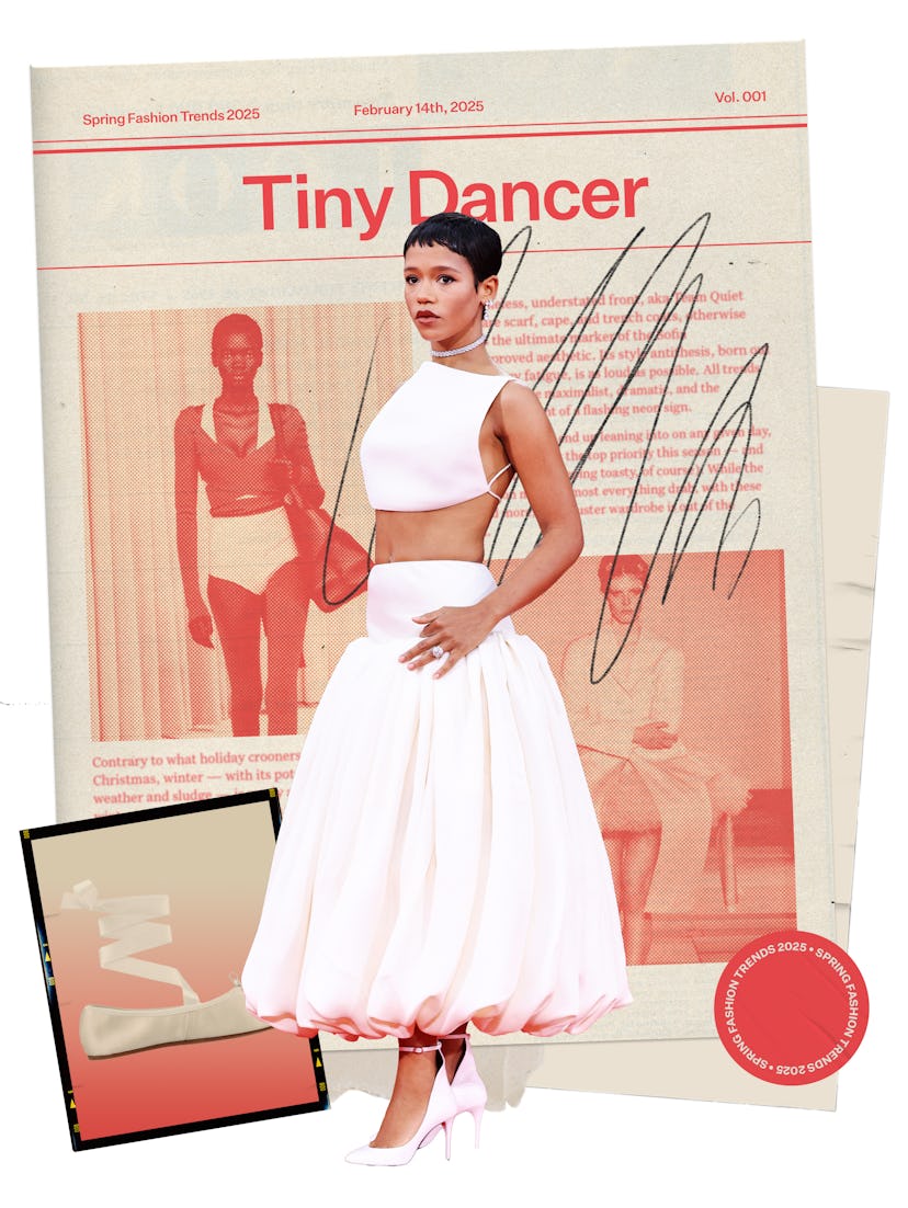 Printemps 2025 Tendances de la mode: Taylor Russell en tenue de ballerine.