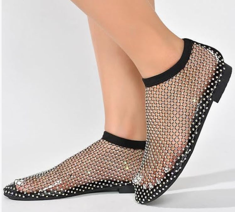 Cape Robbin Fantasia Rhinestone Mesh Flat Sandals