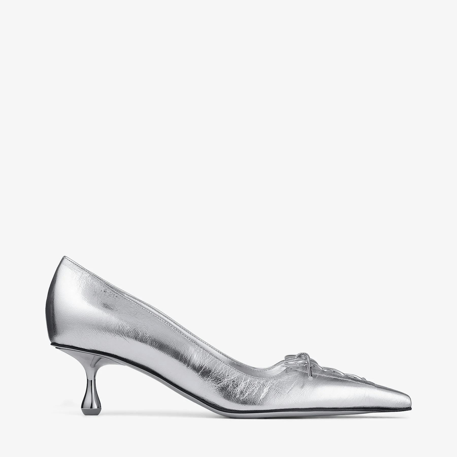 Scarlett 50 Silver Vintage Metallic Leather Pumps