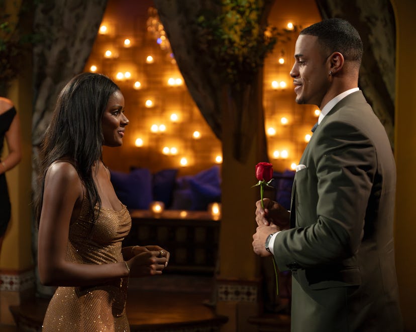 Sarafiena and Grant on The Bachelor. Photo via ABC