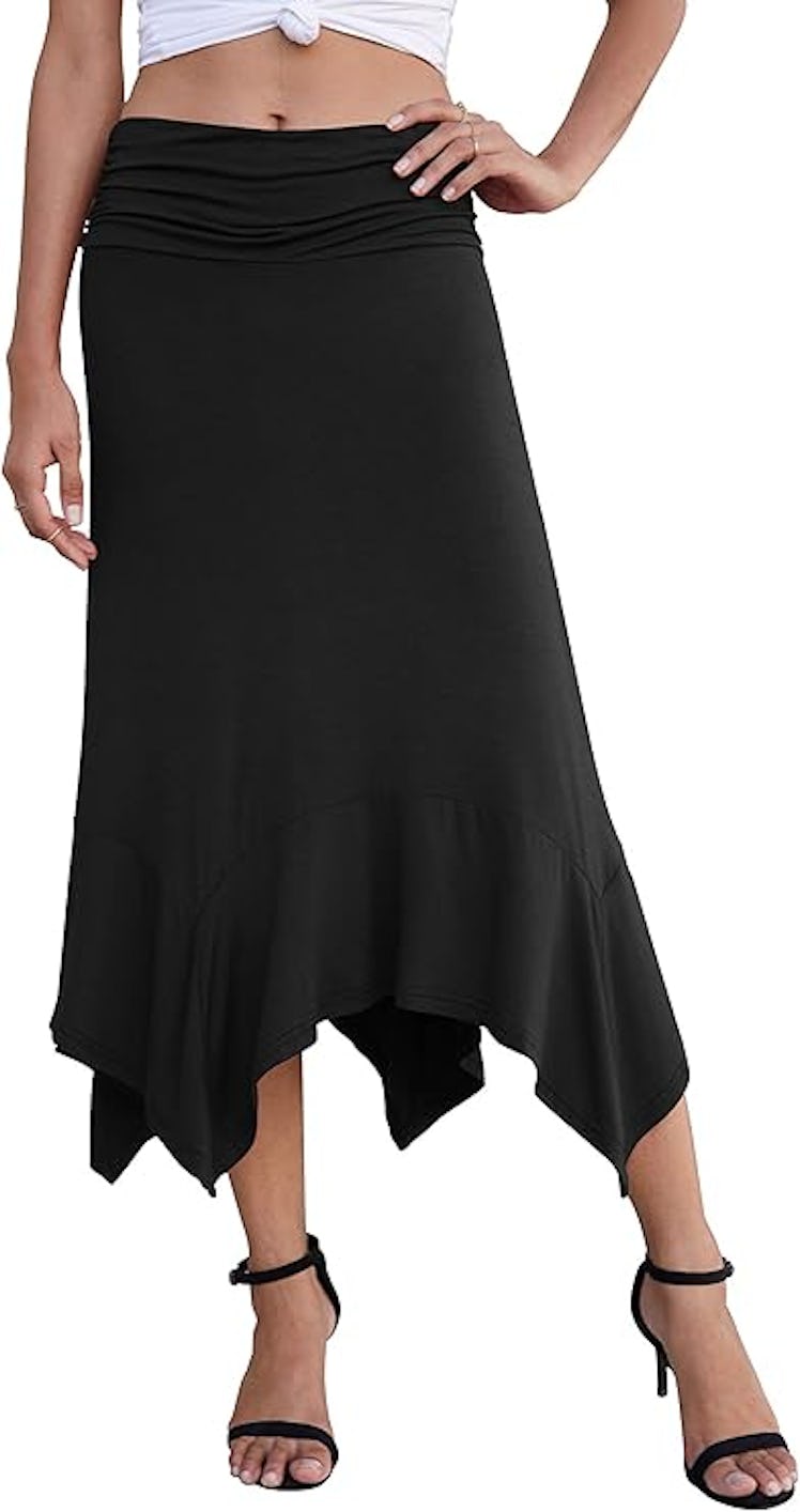 PrinStory Handkerchief Hemline Midi Skirt