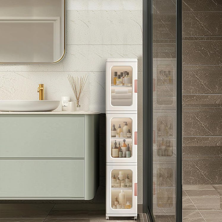 Lacusmall Narrow Bathroom Storage Cabinet