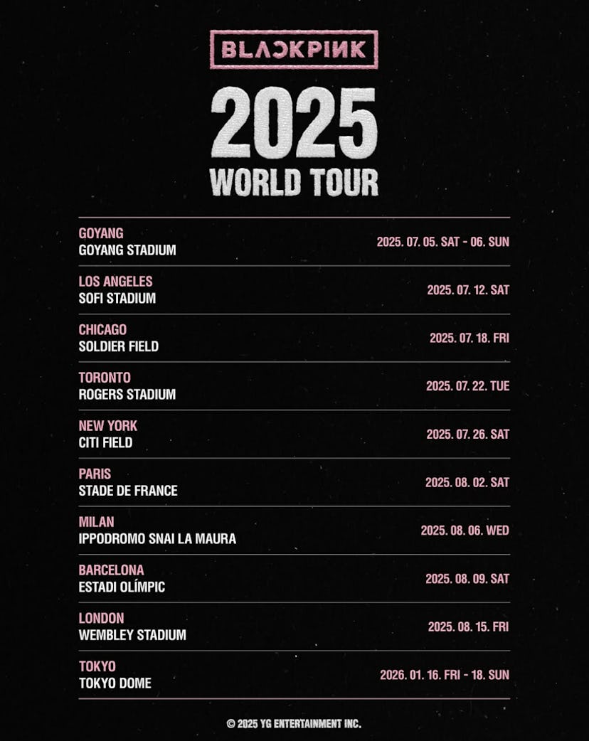 Blackpink объявила даты своего мирового тура в 2025 году.