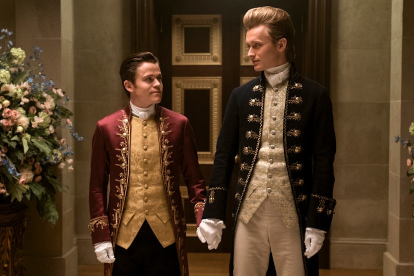 Brimsley and Reynolds in Queen Charlotte. Photo via Netflix