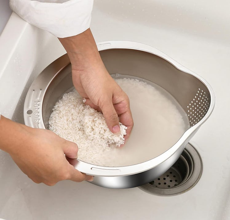 DOPMEP Rice Washer Strainer Bowl