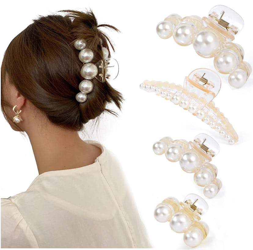 Mehayi Pearl Hair Claw Clips (4-Pack)