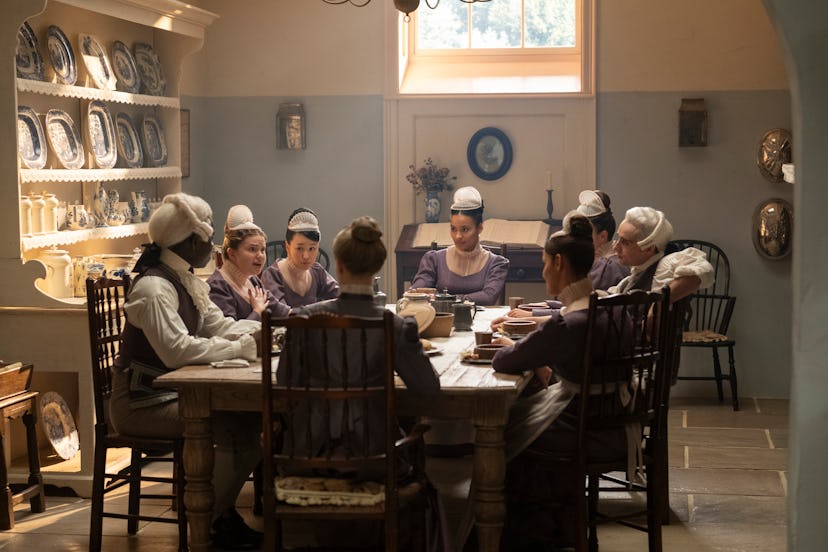 The Bridgerton household staff in Season 4. Photo via Netflix