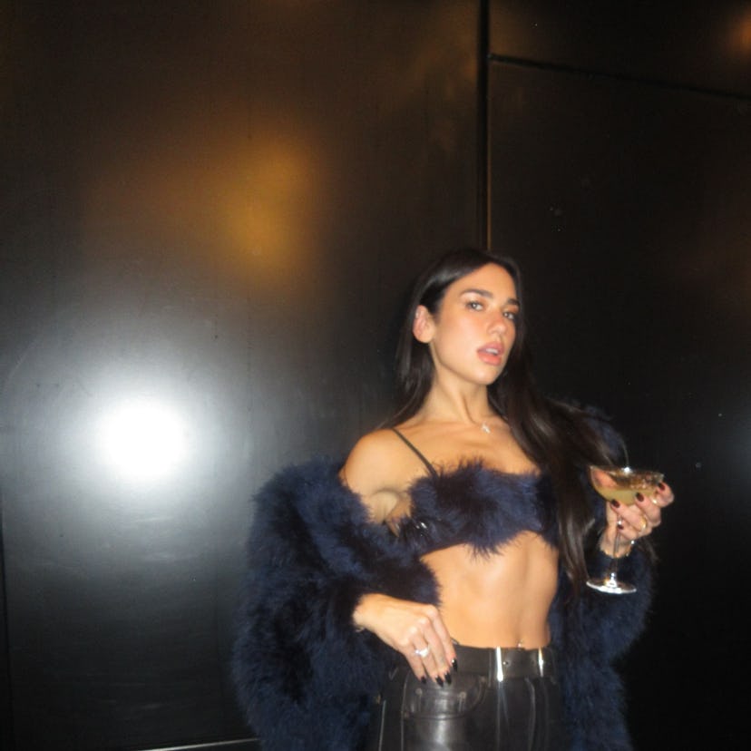 Dua Lipa wore a knit bra as a top.