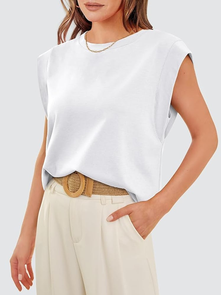 WIHOLL Loose Fit Cap Sleeve T-Shirt