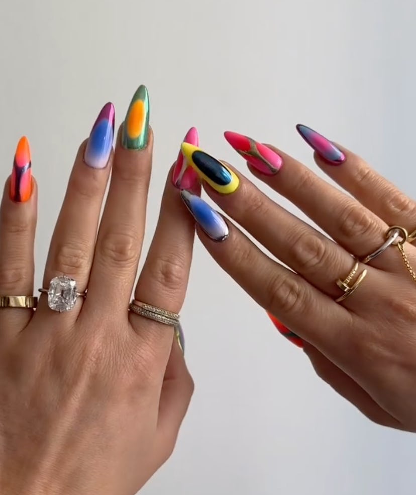 Photo of mismatched aura nails
