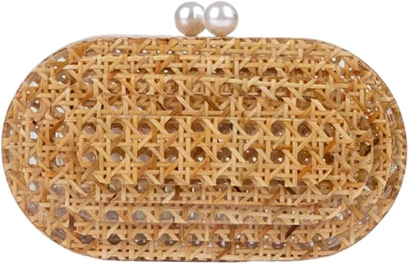 Women Acrylic Rattan Clutch Purse