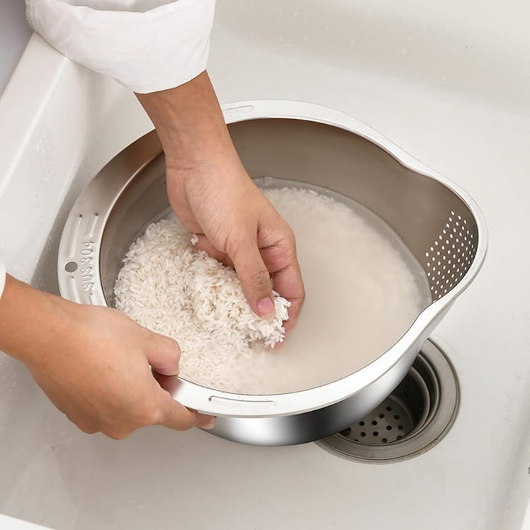 Dopmep Rice Washer Strainer Bowl