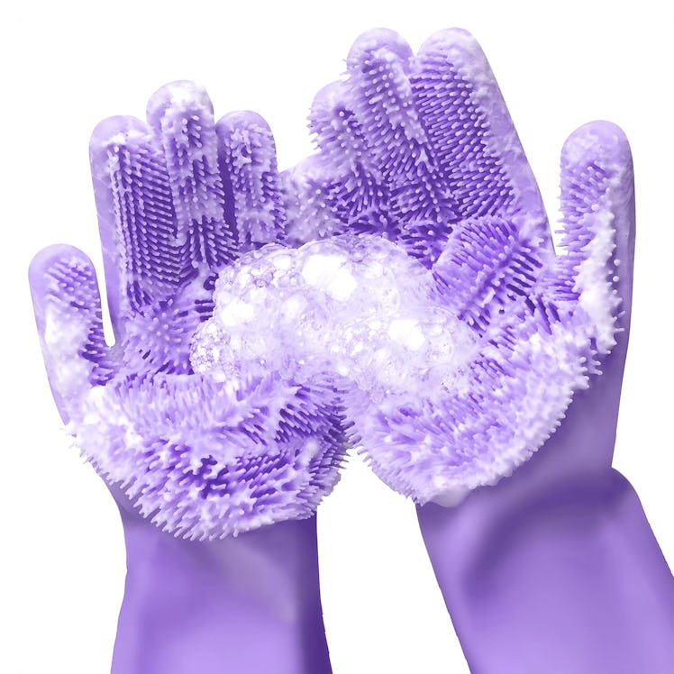 ALPENKOK Silicone Dishwashing Gloves with Scrubbers