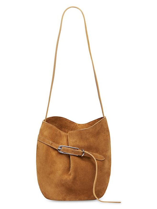 Belted Suede Bucket Bag