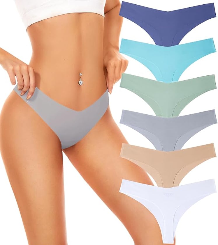 LMELMD Seamless No-Show Thongs (6-Pack)