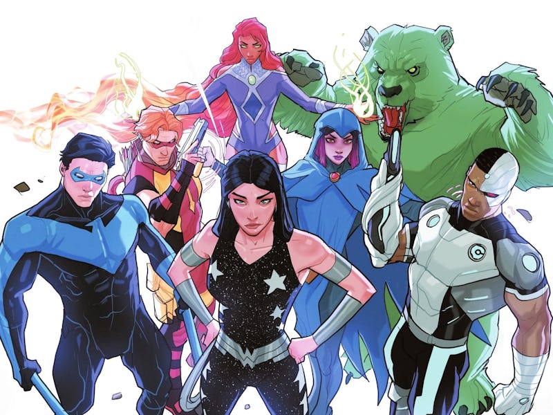 The Titans on the cover of Titans Vol 4. #17