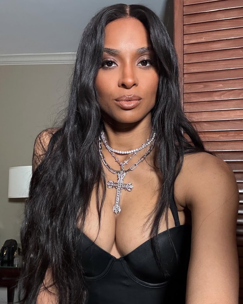 Ciara with soft goth brunette.