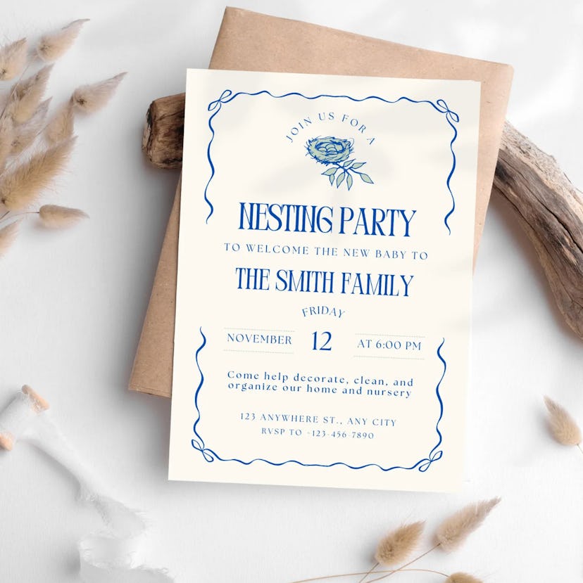 LoomCreativeInvites Nesting Party Invite, in a story about how to throw a nesting party