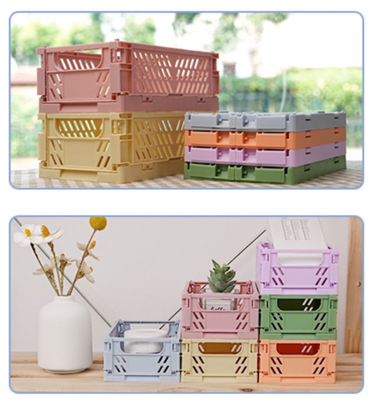 HUUSMOT Small Collapsible Storage Crates (Set of 6) 