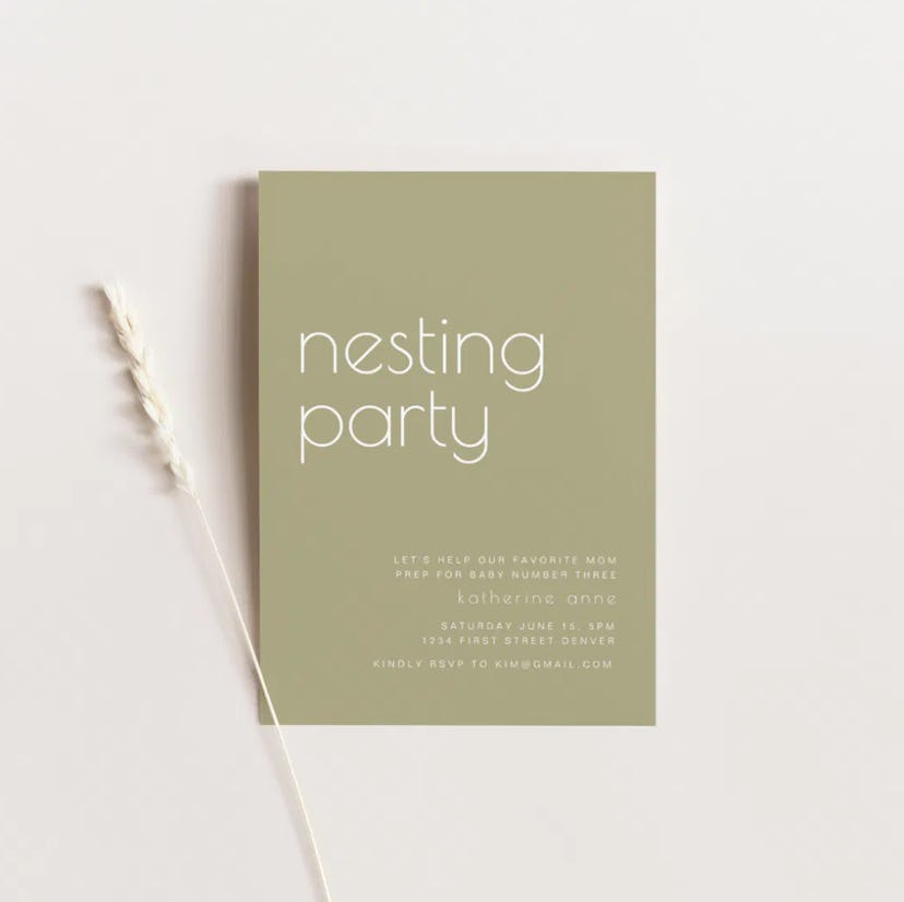 Sage Template Nesting Party Invitation, in a story about how to throw a nesting party