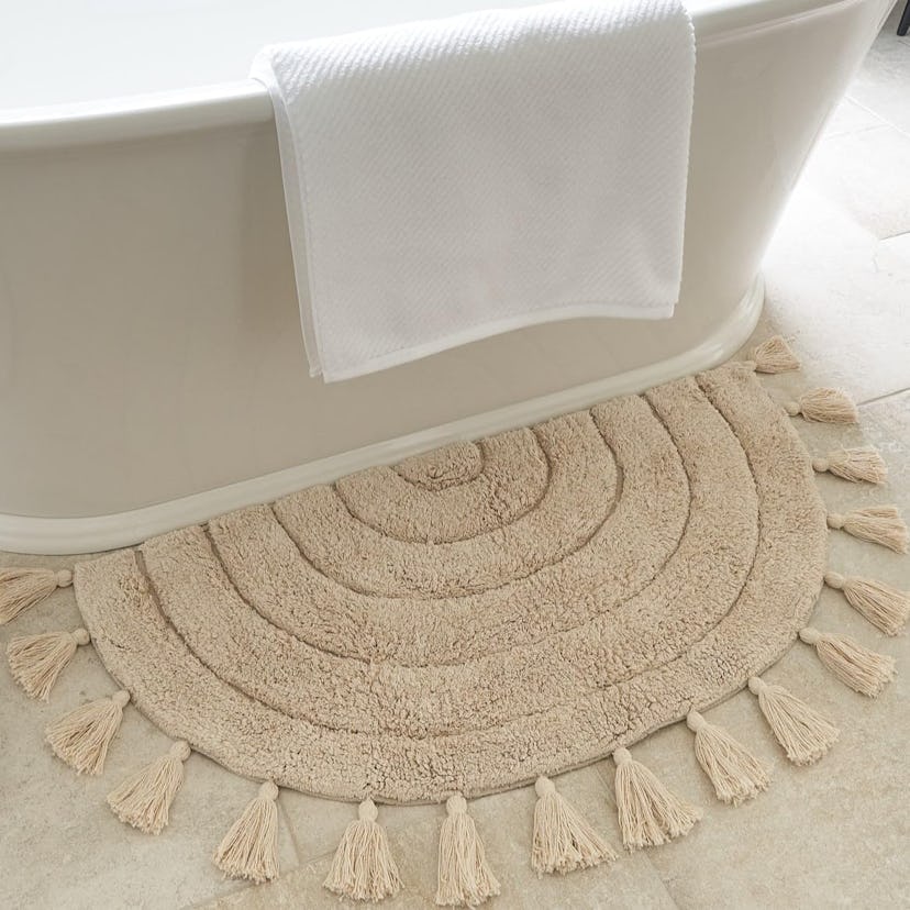 Boho Bathroom Rug with Tassels