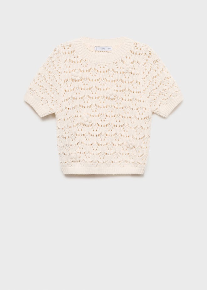 Short Openwork Knitted Sweater