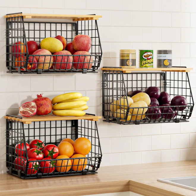 GGIU Stackable Wire Fruit Basket Set (3 Pieces)