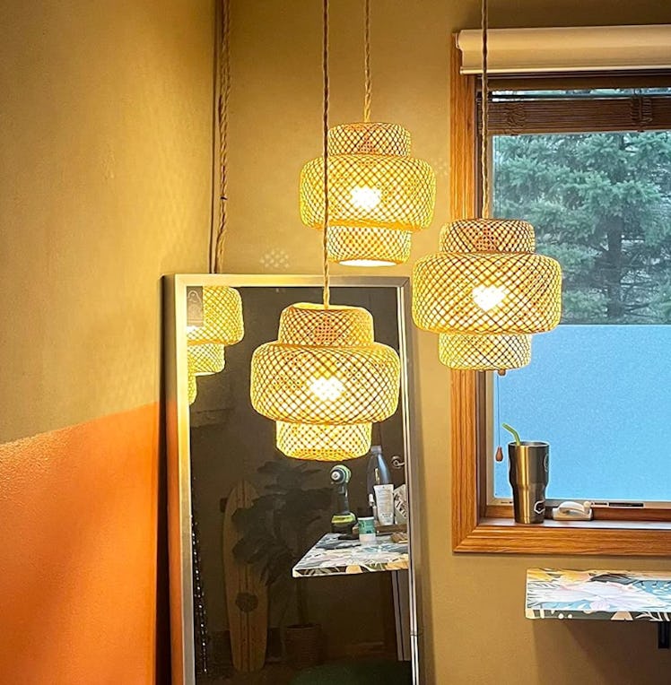 QIYIZM Rattan Pendant Light 