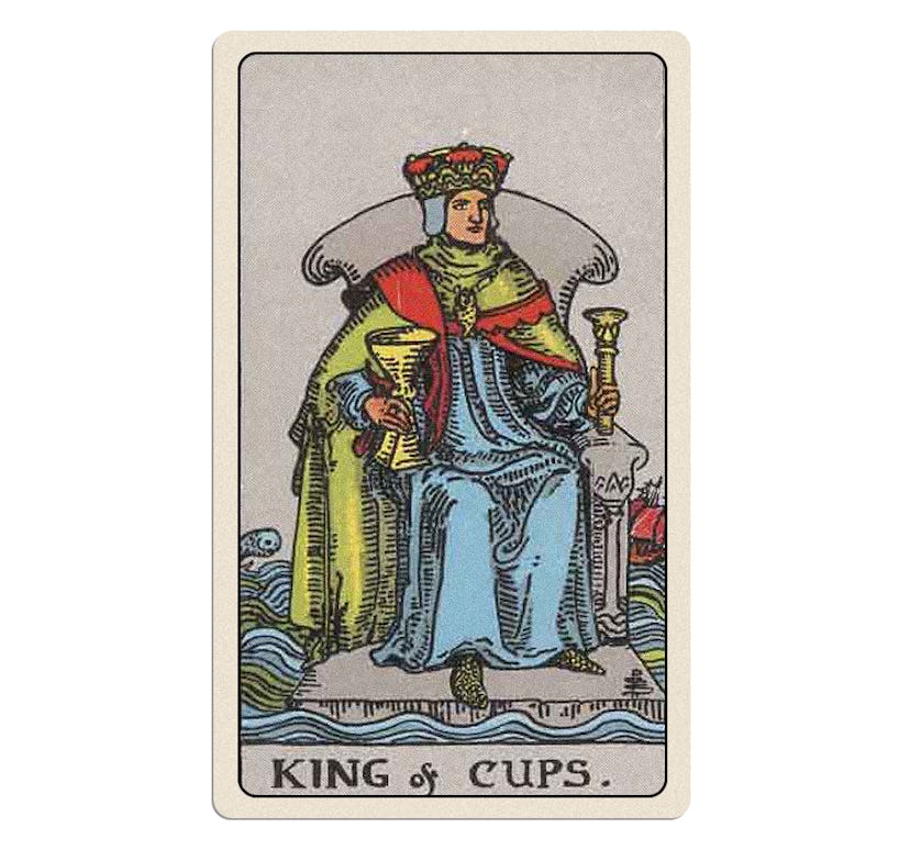 Your tarot reading for March 2025 includes the minor arcana card King of Cups.
