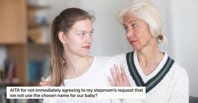 A young woman and an older woman look at each other with mixed emotions. Text overlay asks if the yo...