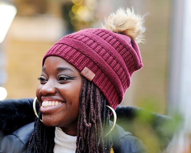 Beautifully Warm Curly Hair Satin-Lined Beanie