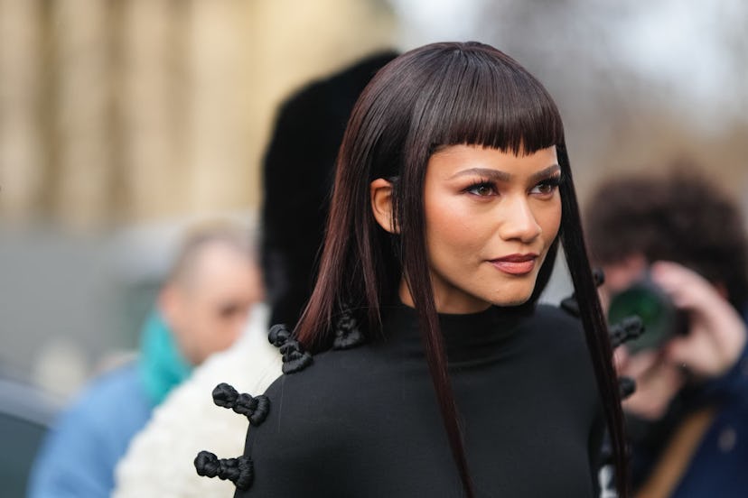 Zendaya at Schiaparelli, during the Haute Couture Spring/ Summer 2024 with a jellyfish haircut.