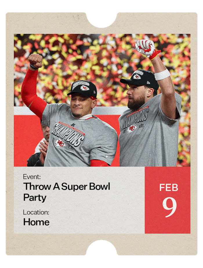 A graphic advertising the Super Bowl.