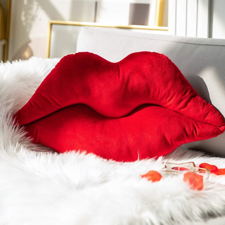 Ashler Lips Throw Pillow