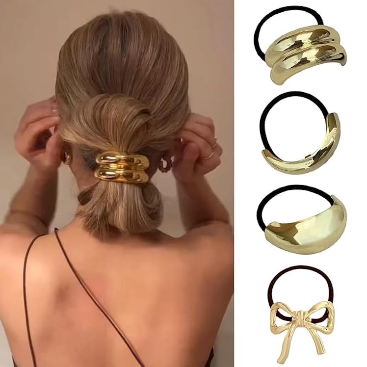 GSHLGAO Metal Hair Ties (4 Pieces)